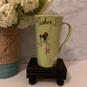 EUC Disney Store Tinkerbell 6 inch Coffee Tea mug in Green and Gold
